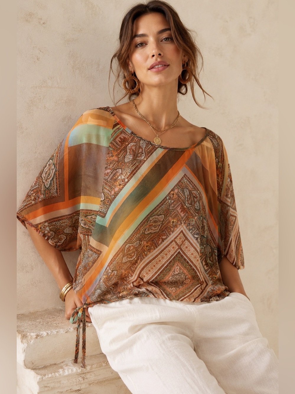 Sandwich Sheer Paisley Boho Blouse | European Boutique Resort Top | Oversized